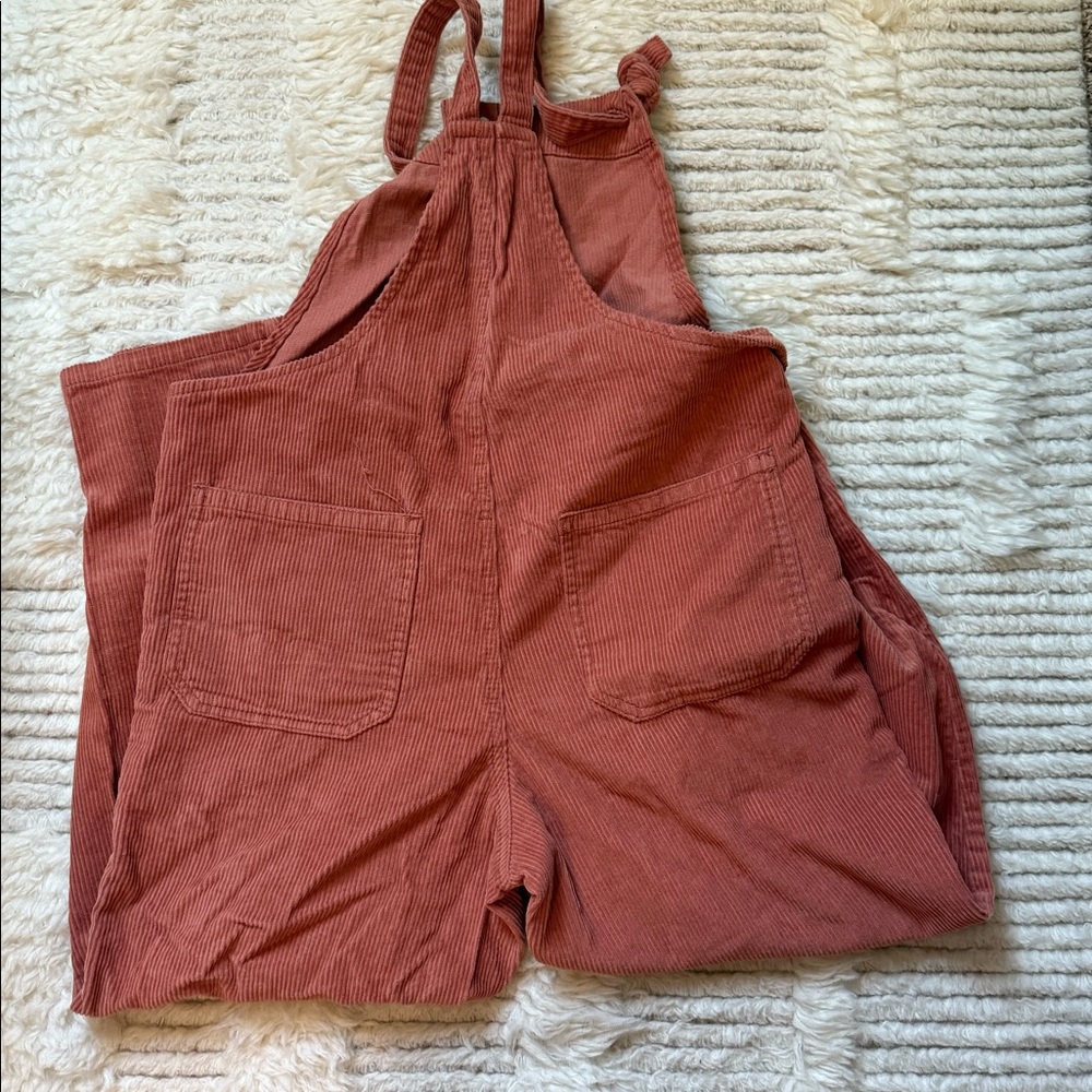 Corduroy button front overalls
